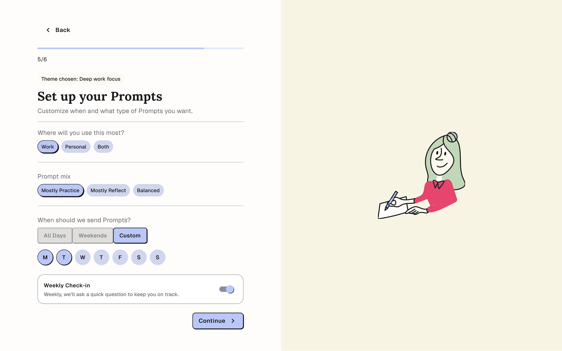 Prompt setup and cadence configuration