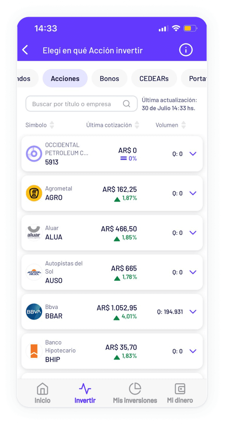 New stock list design with Compra Simple component