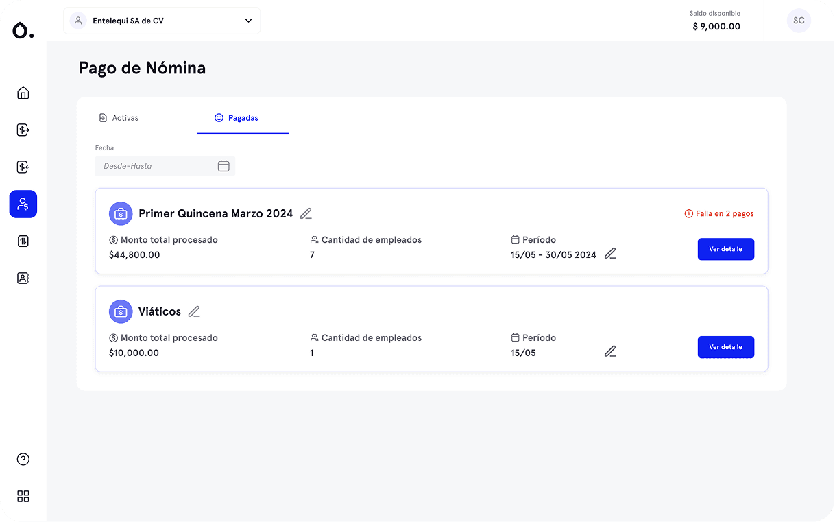 Payroll payment view