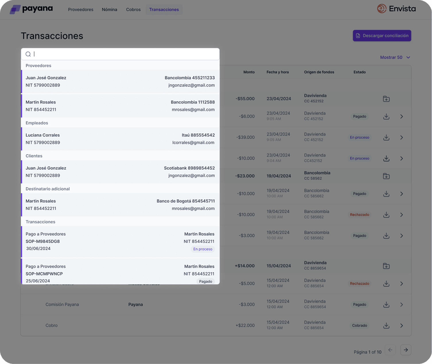 Search — finding payments by supplier, date, or amount.