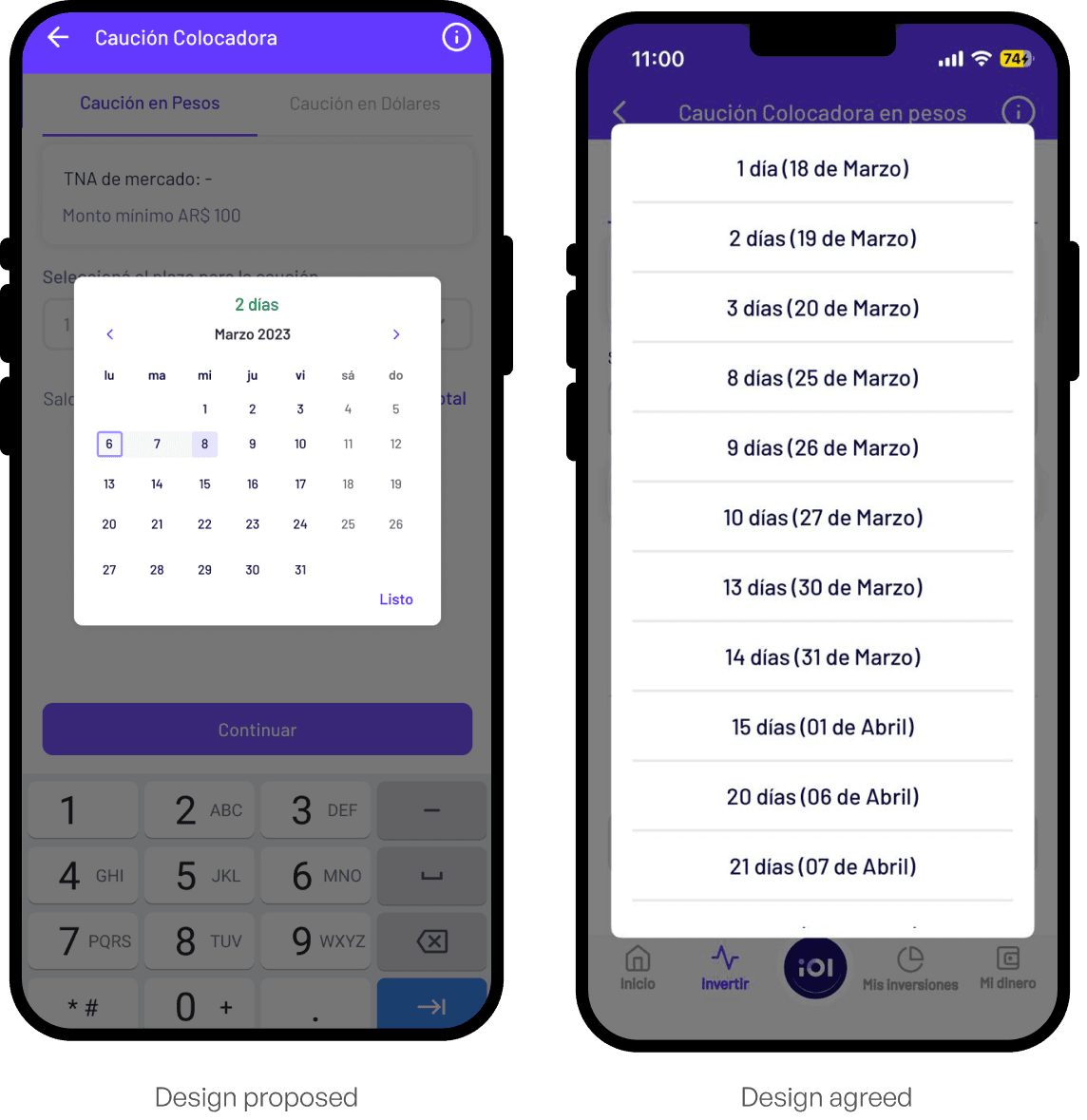 Design proposed: calendar term selector.